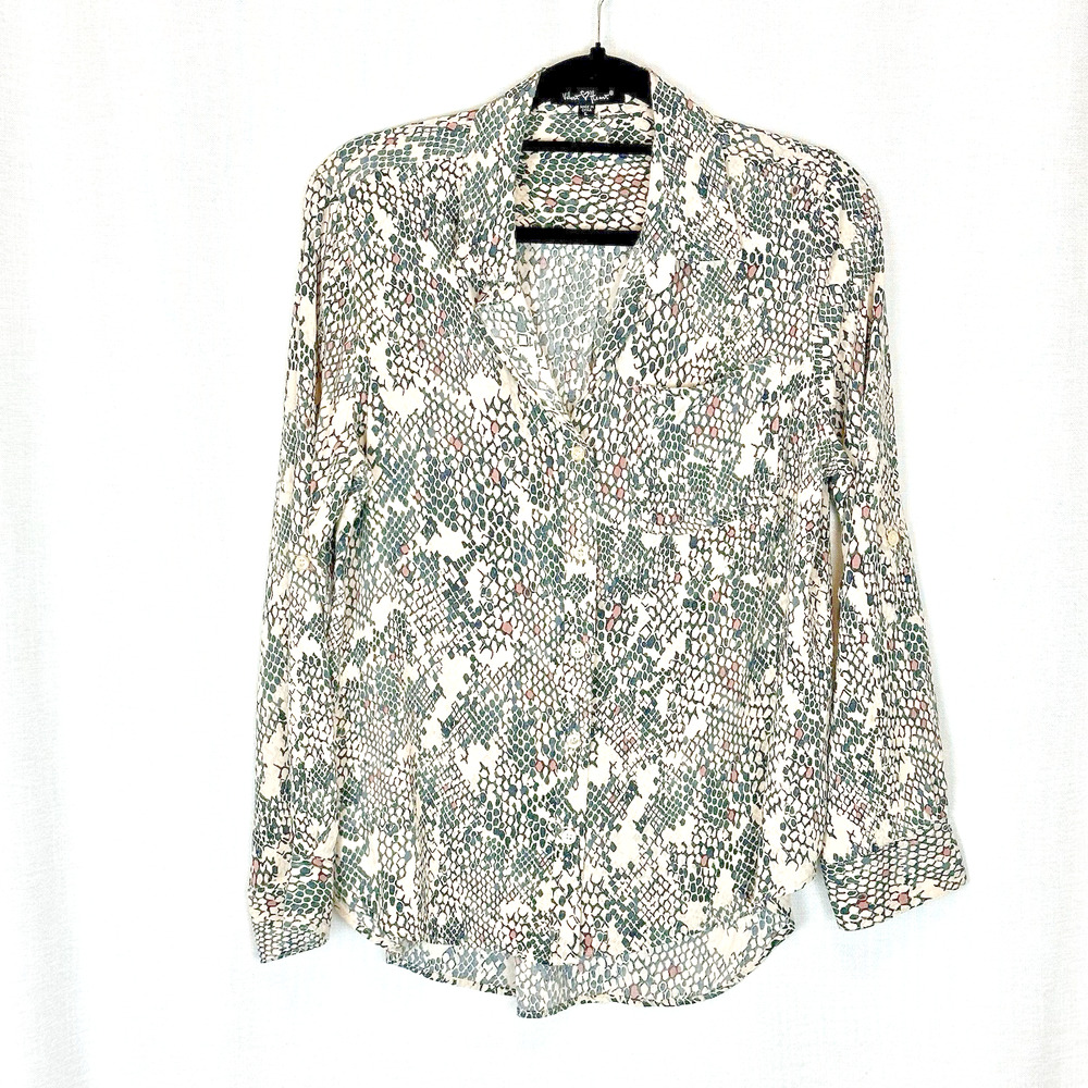 VELVET HEART Women's L Multicolor Animal Print Corpcore Long Sleeve Blouse
